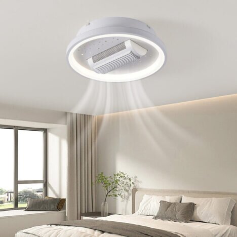 Lustra LED 92W cu Ventilator Alb, LED inclus, 1 surse de iluminare, Lumina: Cald, Natural, Rece