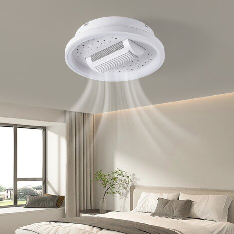 Lustra LED 92W cu Ventilator Alb, LED inclus, 1 surse de iluminare, Lumina: Cald, Natural, Rece, Ech