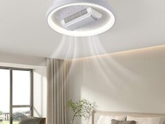 Lustra LED 92W cu Ventilator Alb, LED inclus, 1 surse de iluminare, Lumina: Cald, Natural, Rece